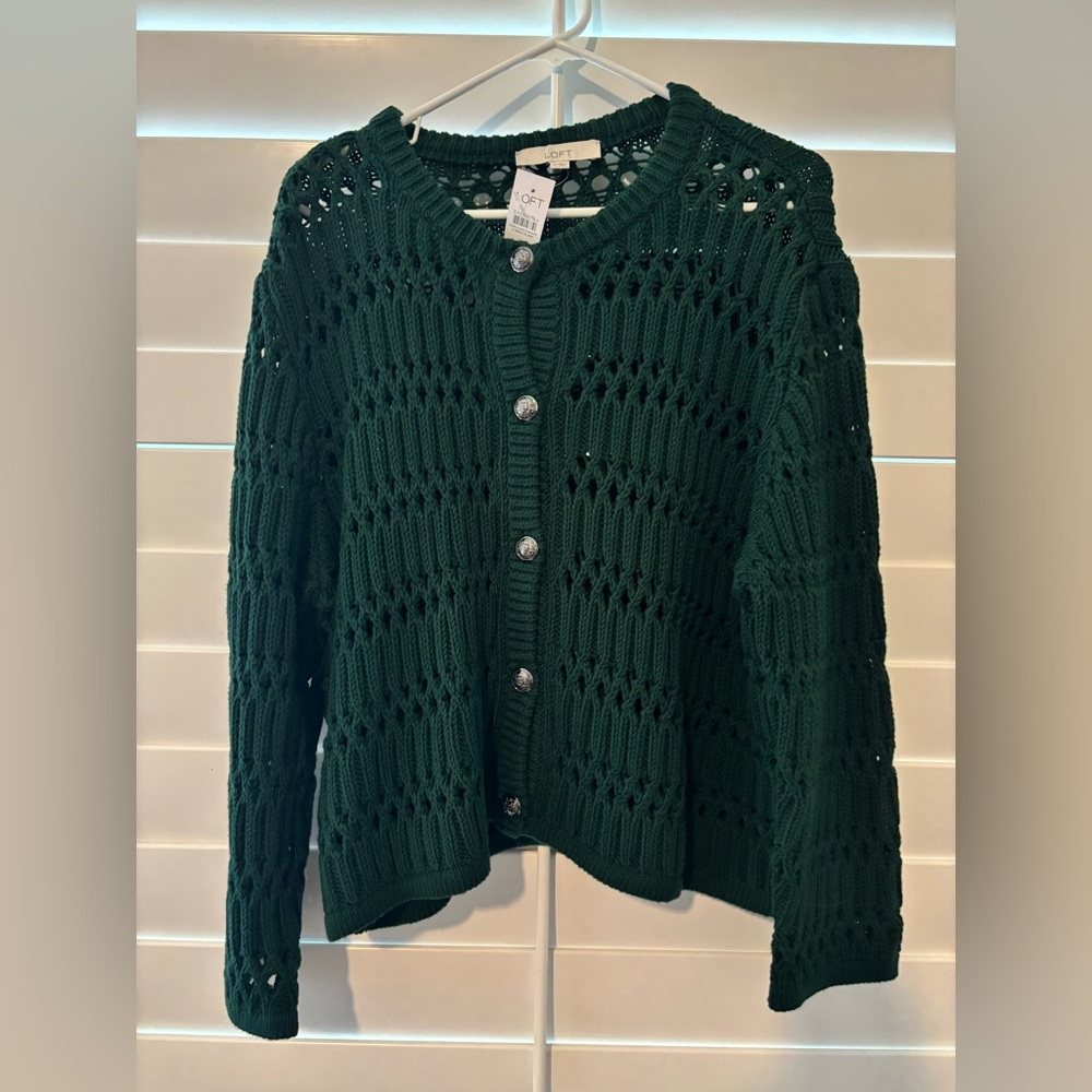 LOFT Women's Dark Green Cardigan